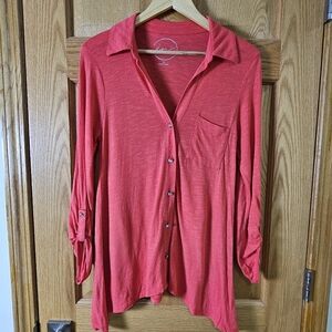 INK International Concepts, womans blouse, coral, size medium. 3/4 sleeve